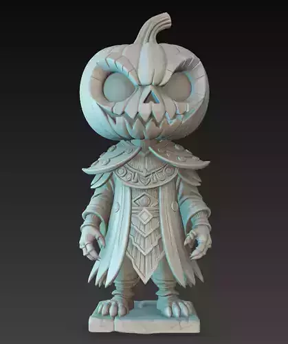Stylized Pumpkin Head Monster - Halloween Creature Figurine 3D