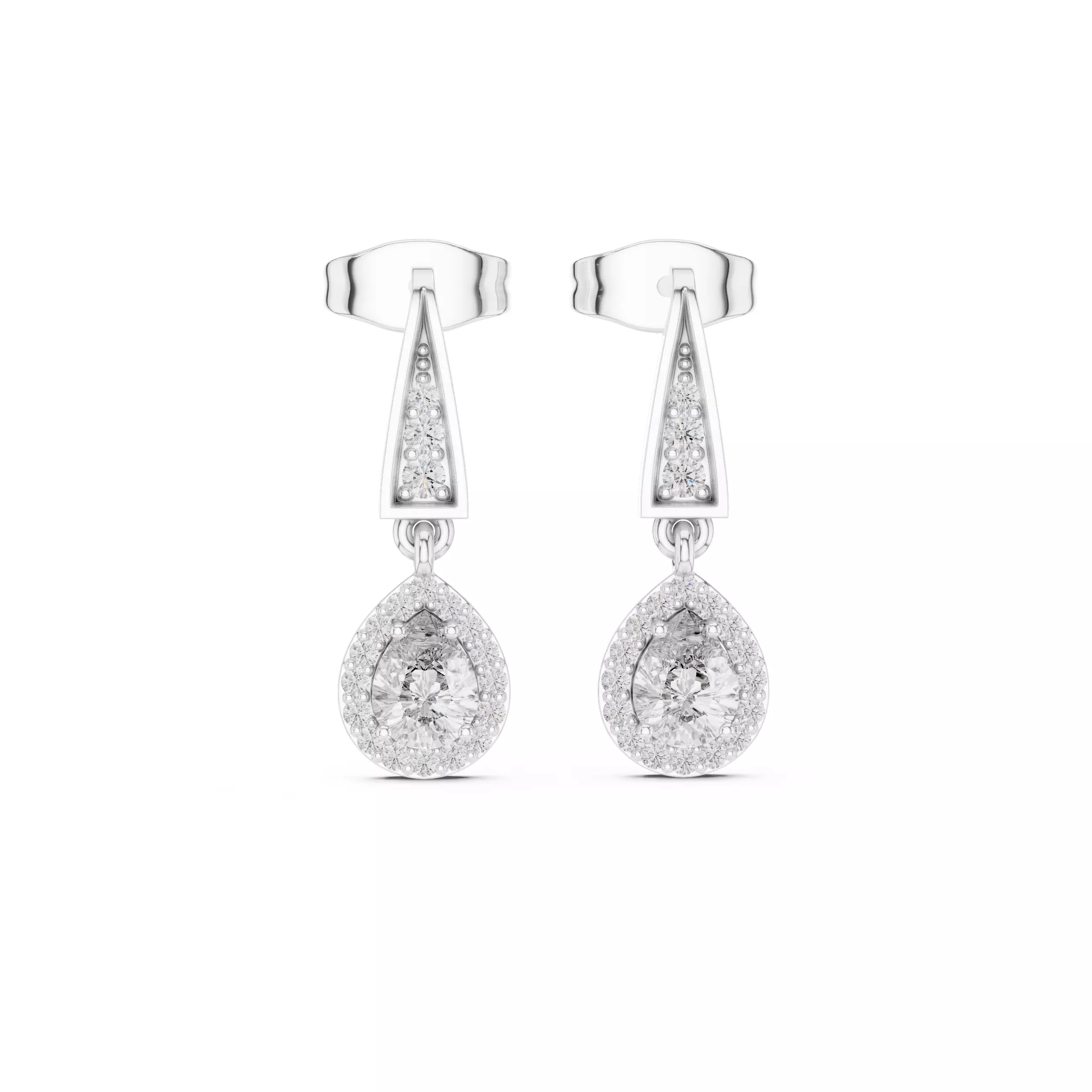 Pear  Diamond Earring 3D print model_6