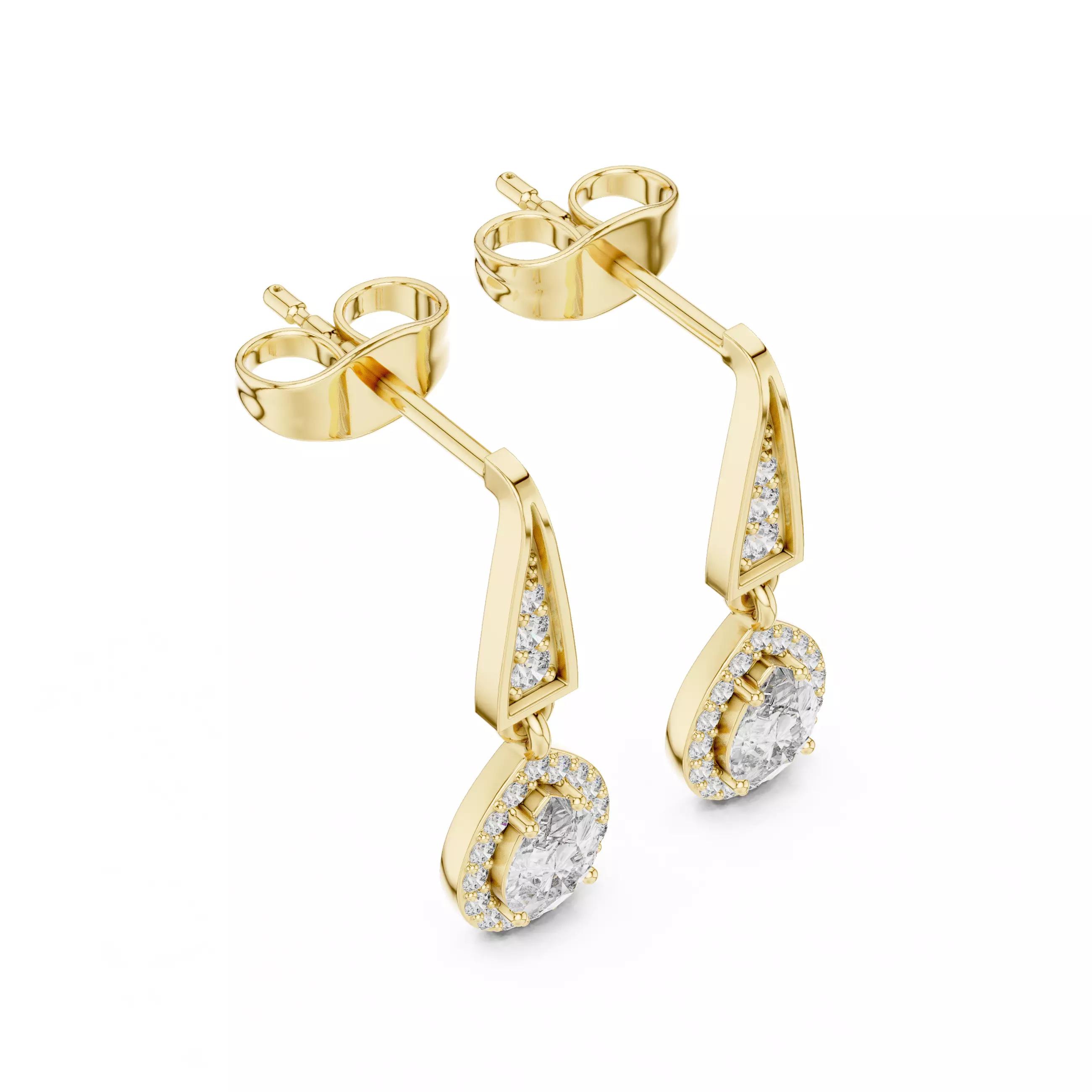 Pear  Diamond Earring 3D print model_7