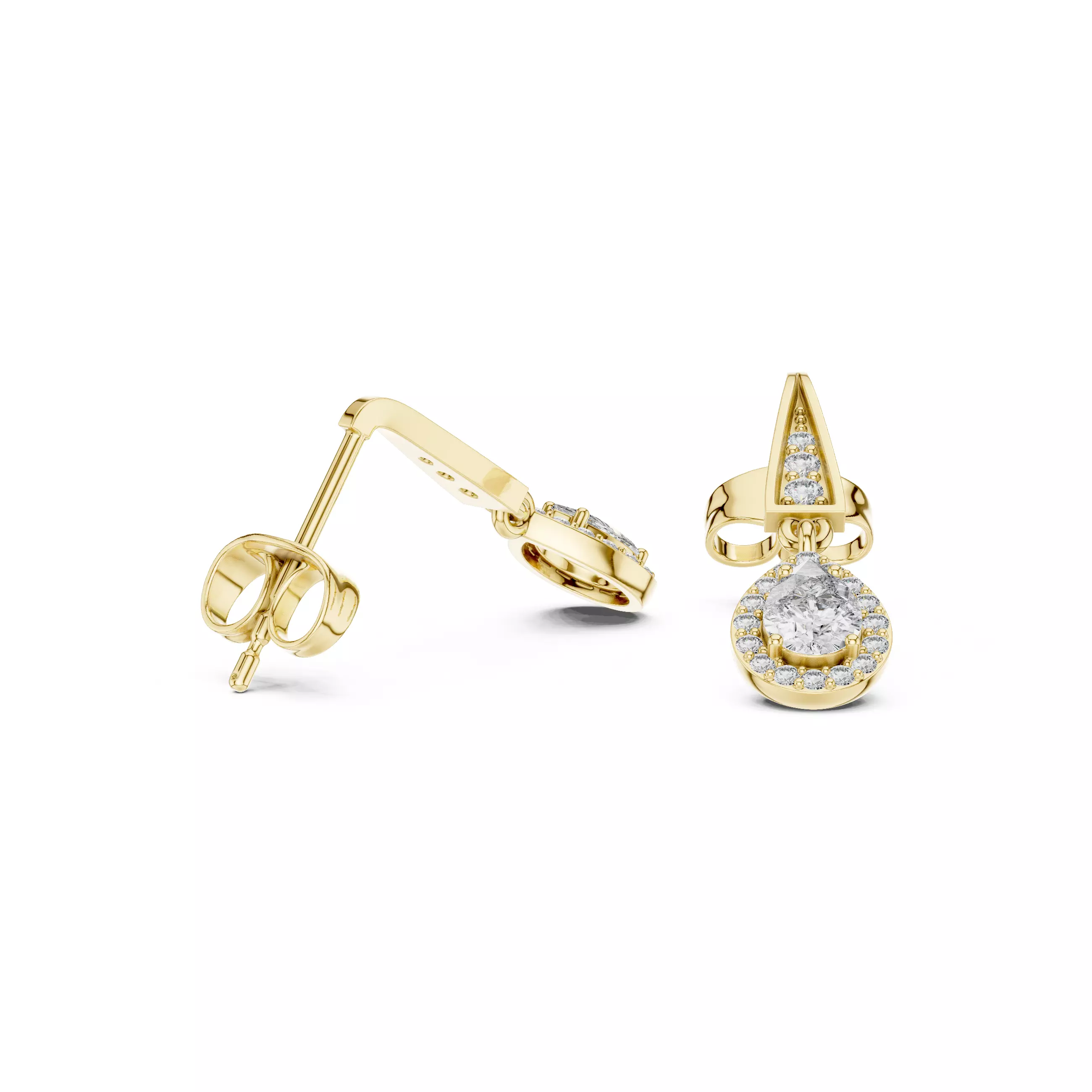 Pear  Diamond Earring 3D print model_11
