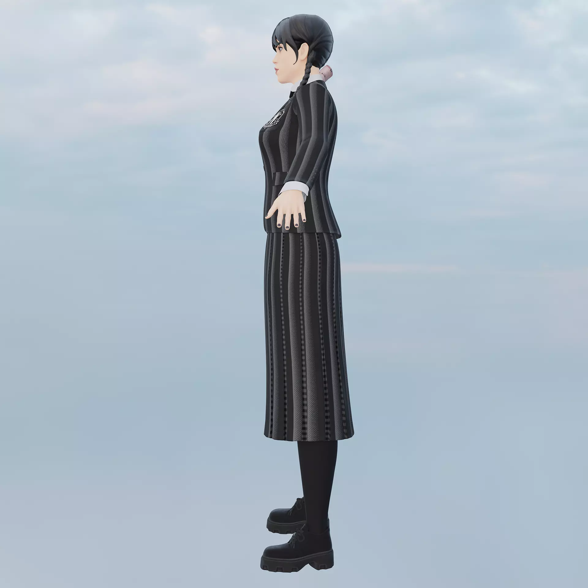 Wednesday Addams Low-poly 3D model_4