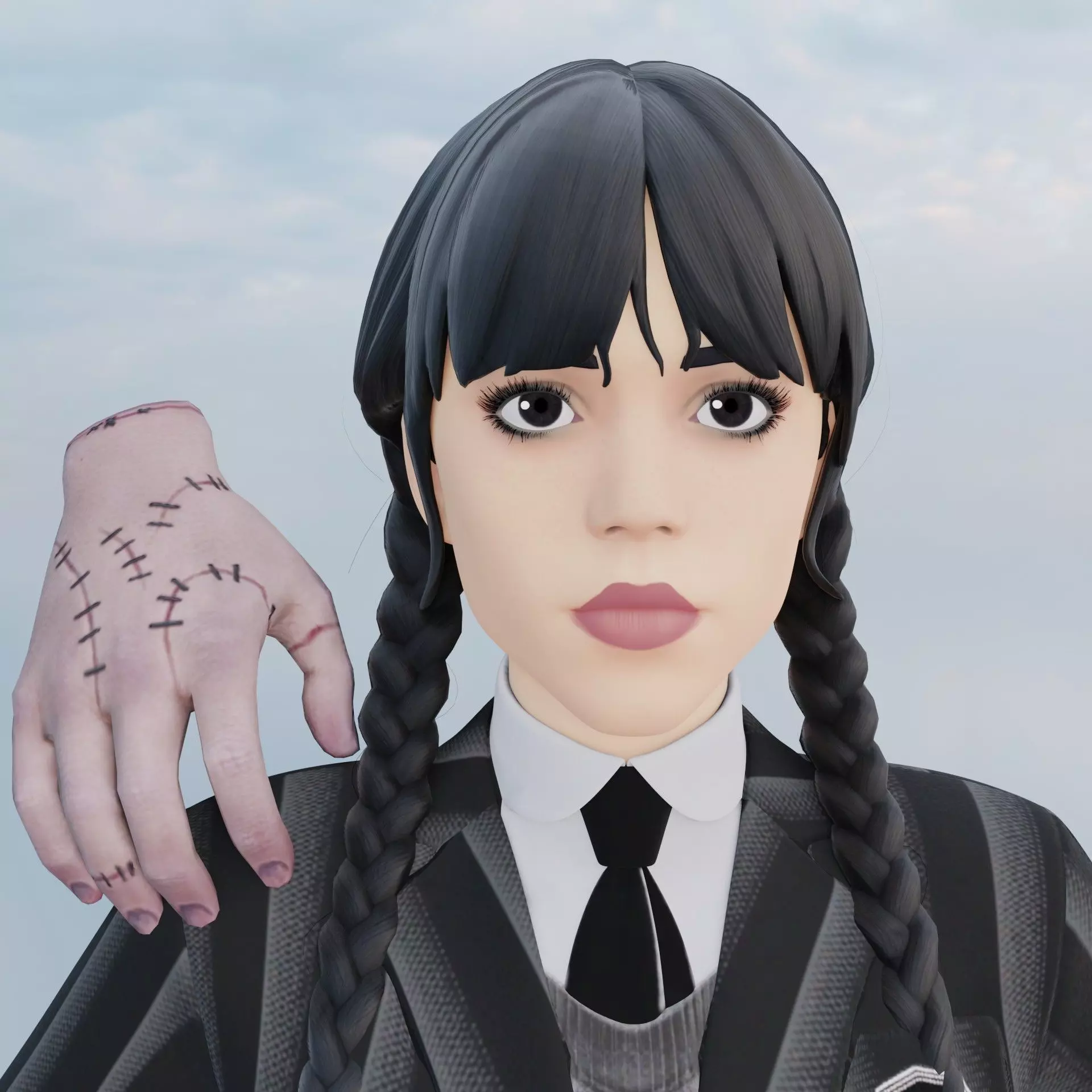 Wednesday Addams Low-poly 3D model_5