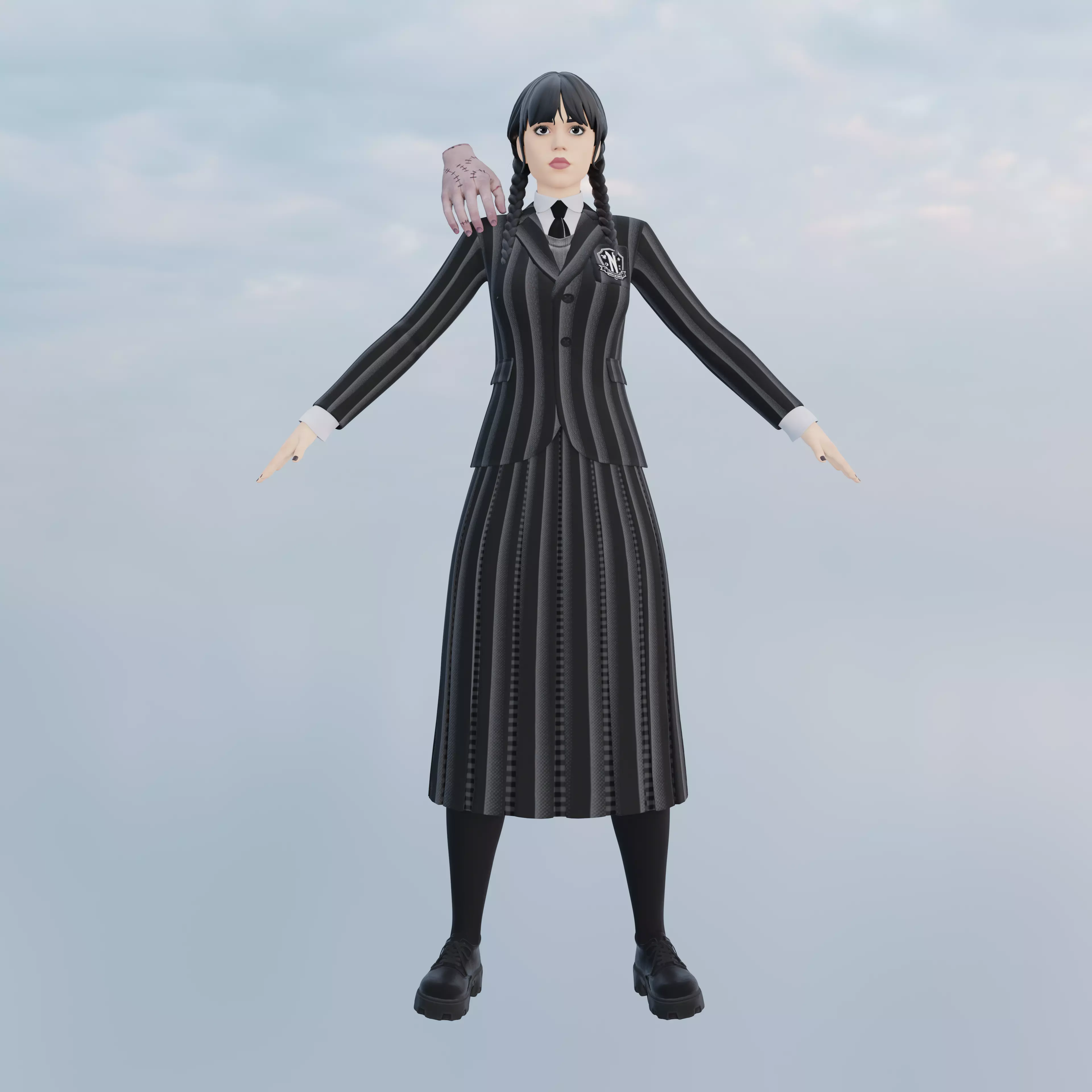 Wednesday Addams Low-poly 3D model_1