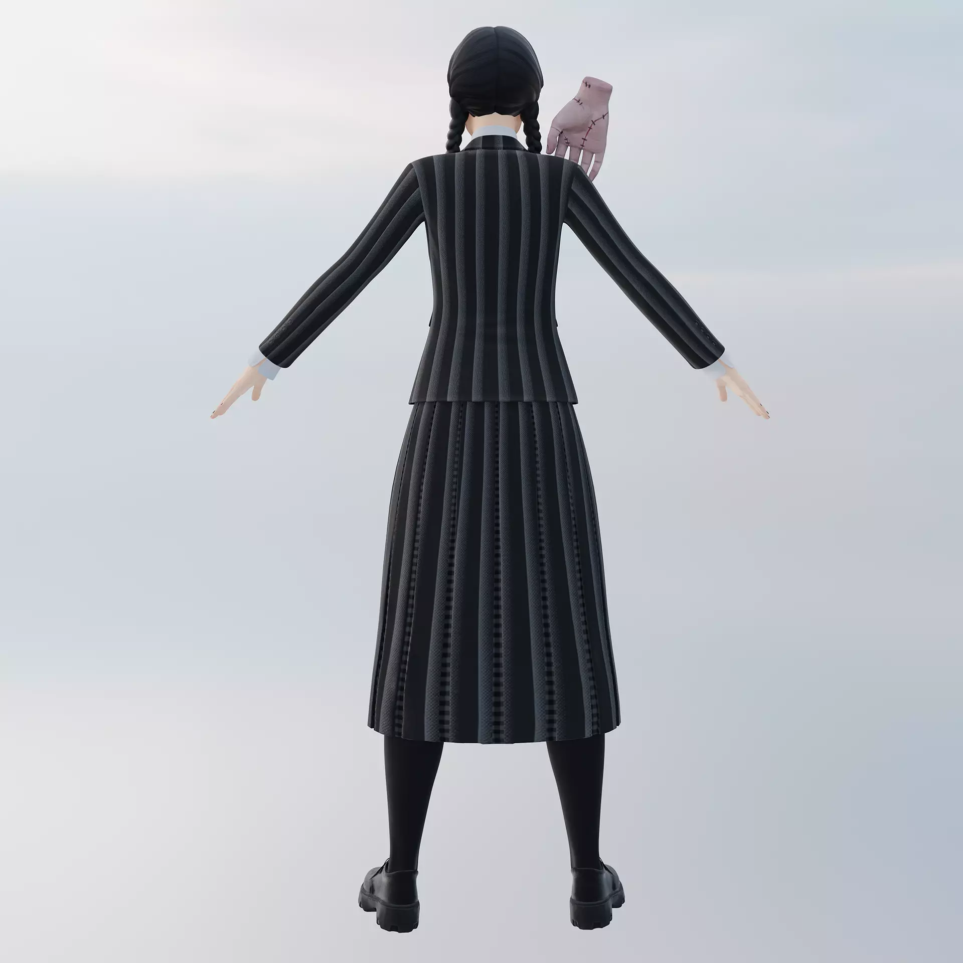 Wednesday Addams Low-poly 3D model_3