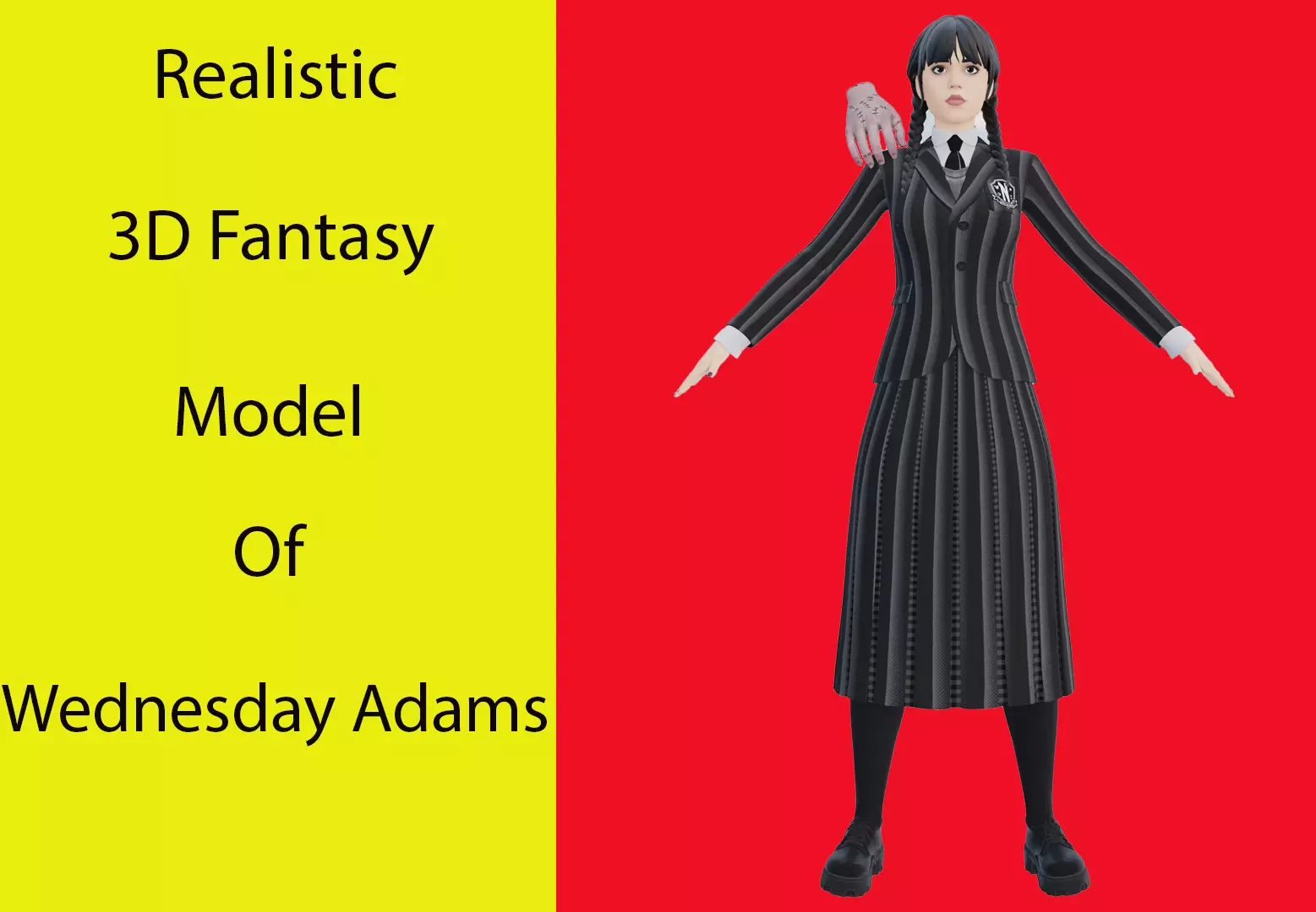 Wednesday Addams Low-poly 3D model_0