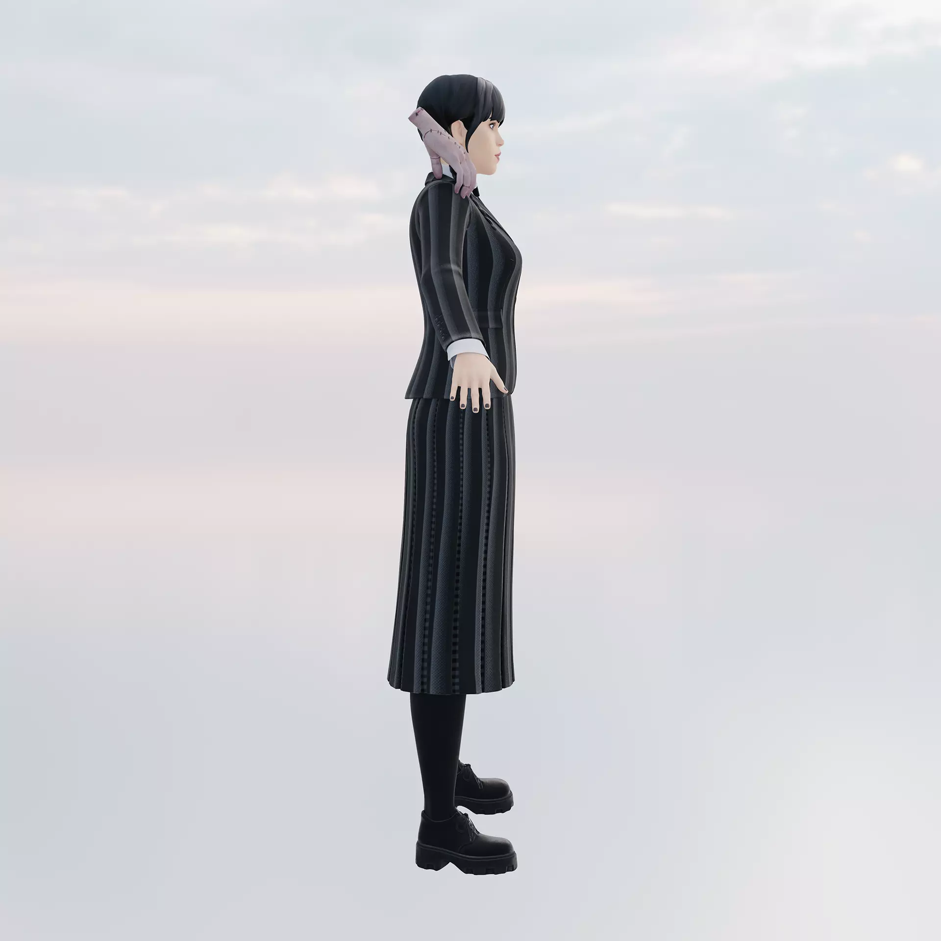 Wednesday Addams Low-poly 3D model_2