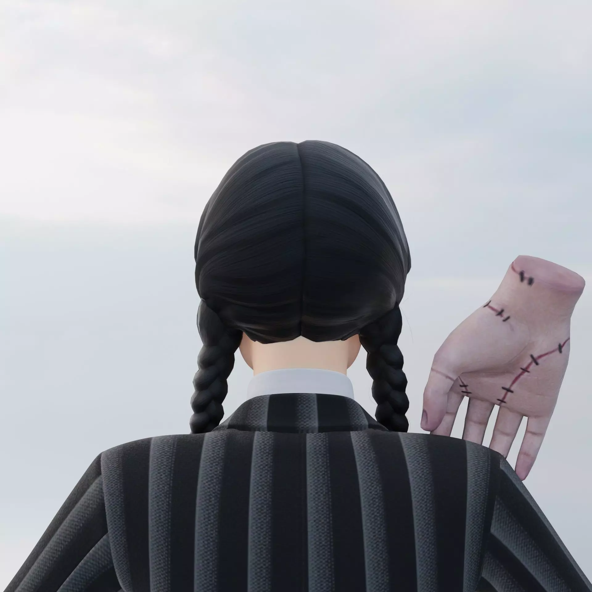 Wednesday Addams Low-poly 3D model_7