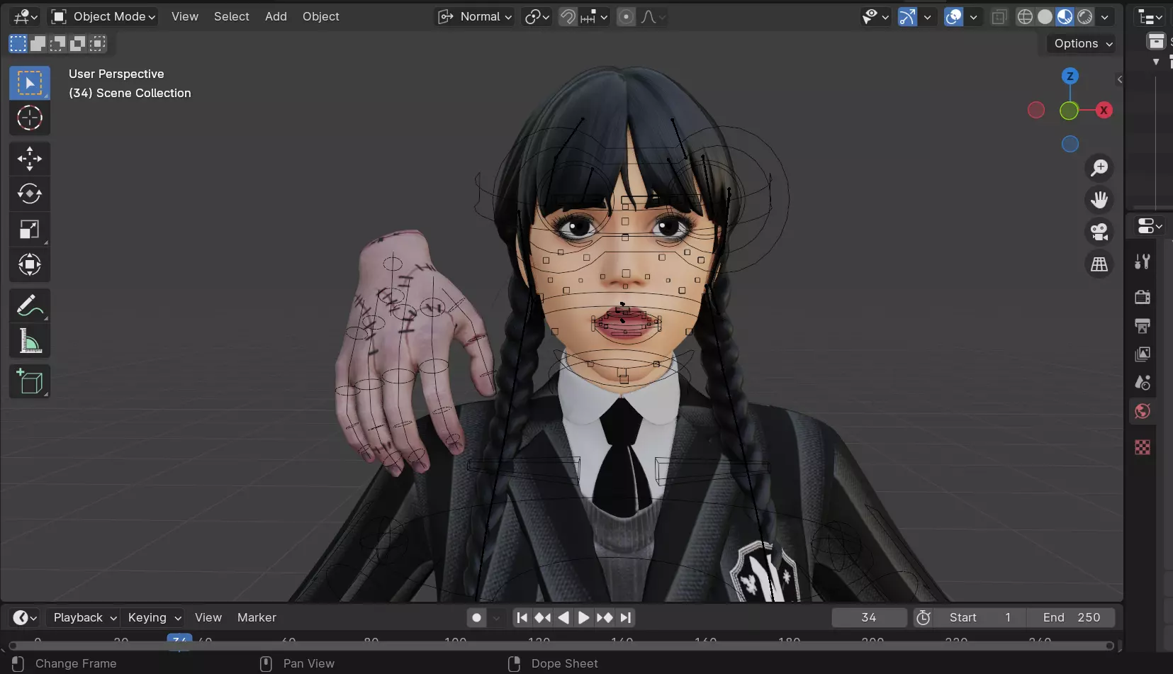 Wednesday Addams Low-poly 3D model_10