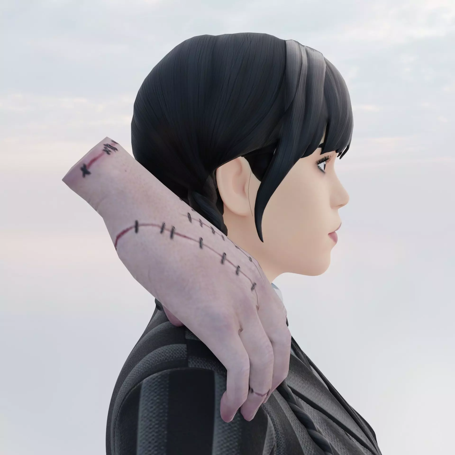 Wednesday Addams Low-poly 3D model_6