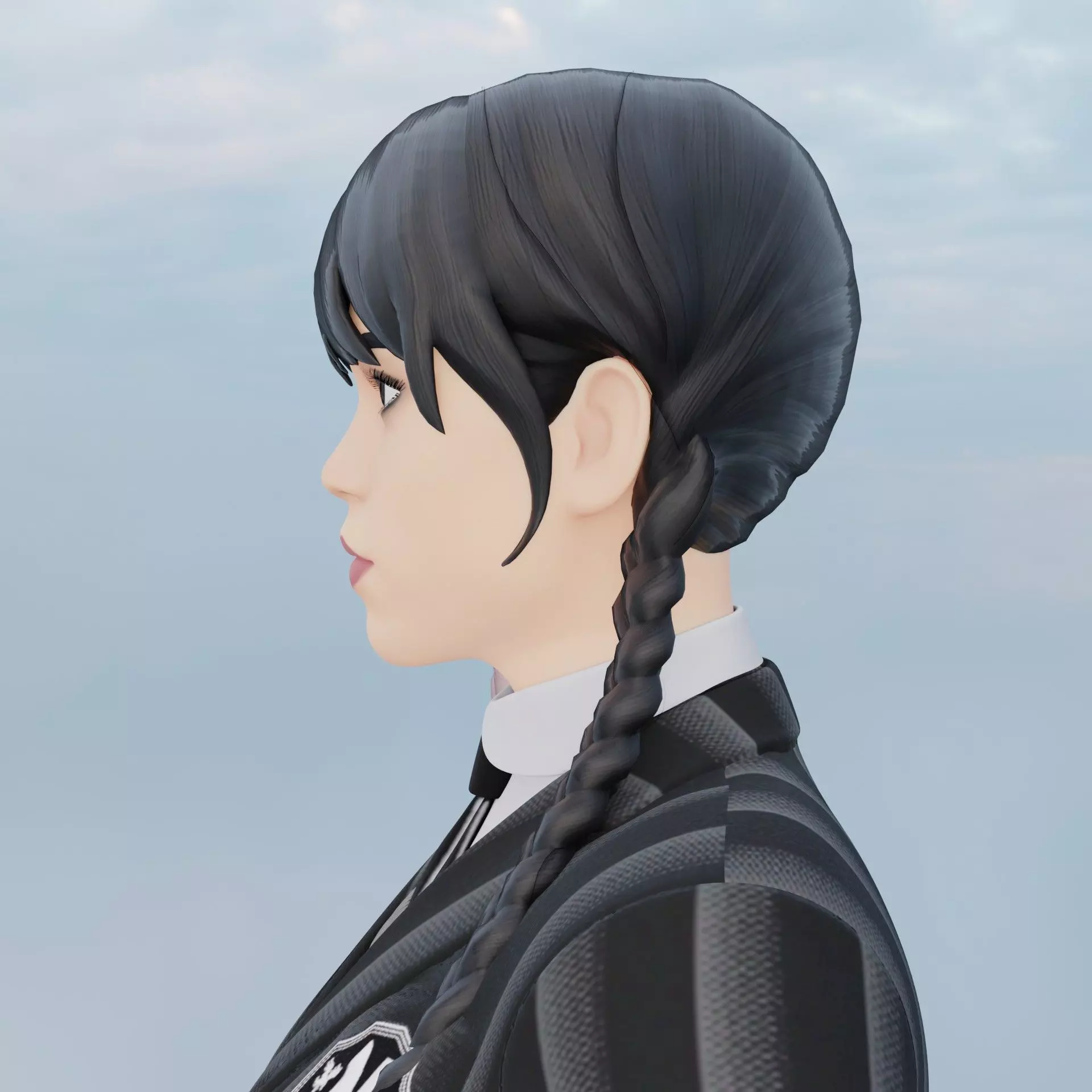 Wednesday Addams Low-poly 3D model_8