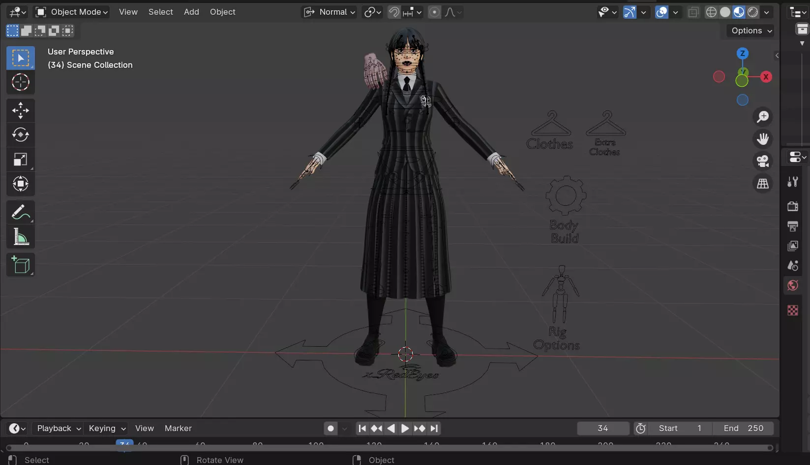 Wednesday Addams Low-poly 3D model_9