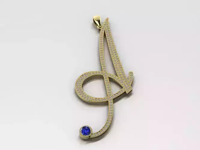 an amazing look Letter A pendant with round stones 7 gr