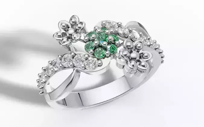 Organic Bypass Shank Cluster Ring CAD File Printing