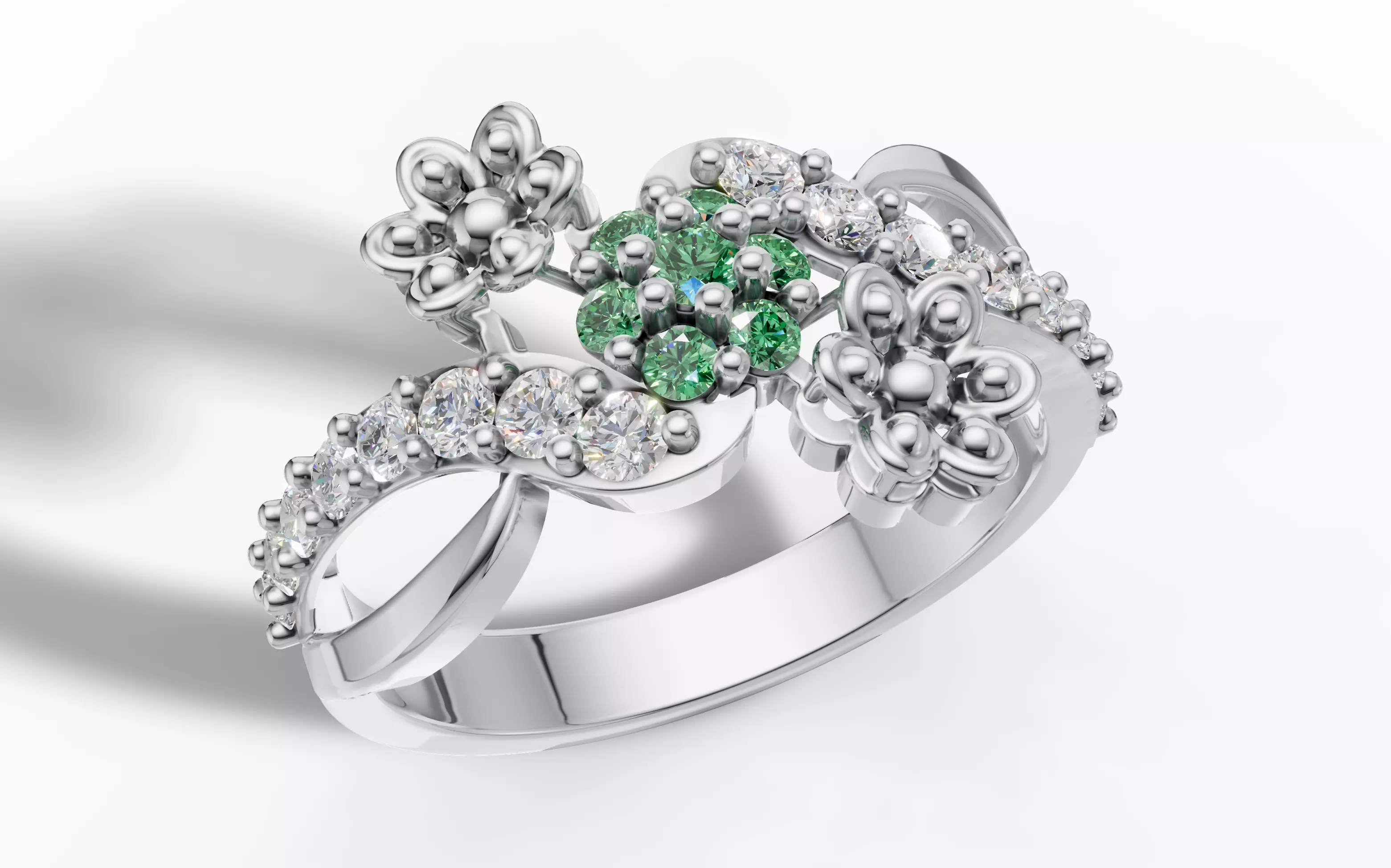 Organic Bypass Shank Cluster Ring CAD File Printing 3D print model