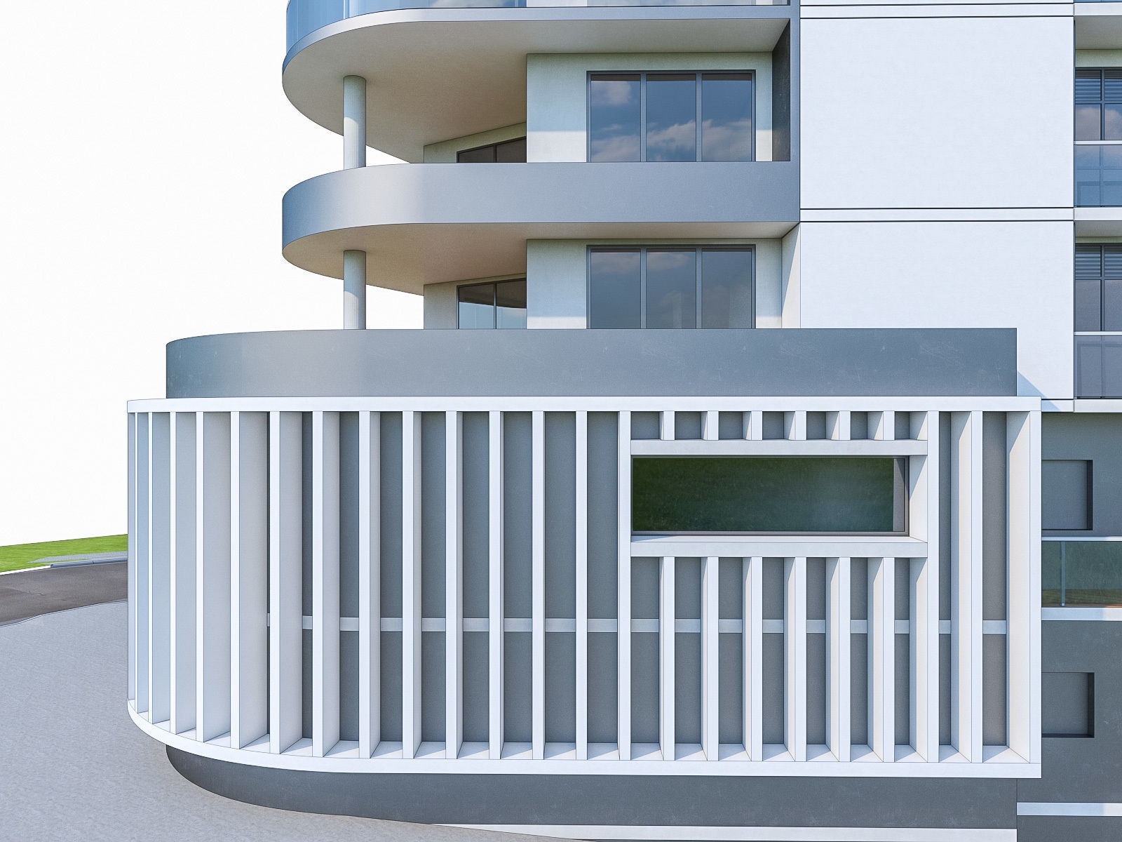 Modern Apartment Building 02 Low-poly 3D model_9