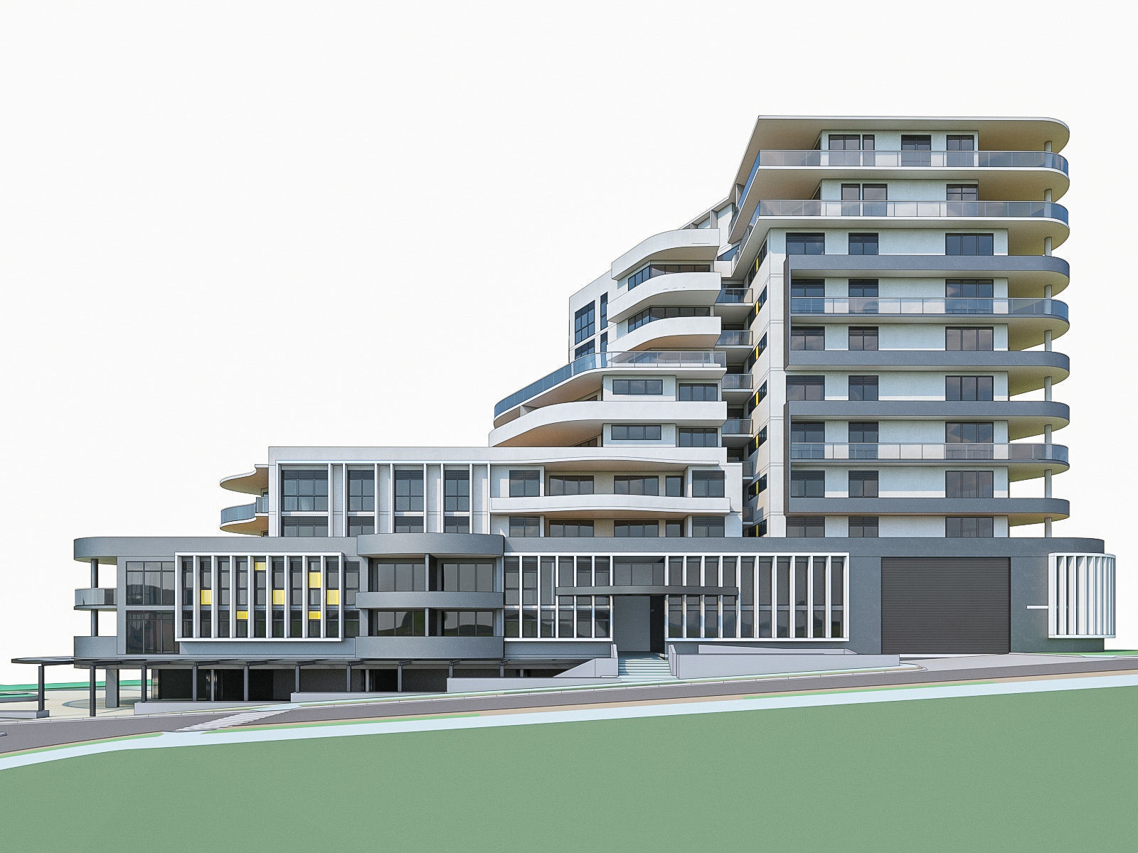 Modern Apartment Building 02 Low-poly 3D model_4