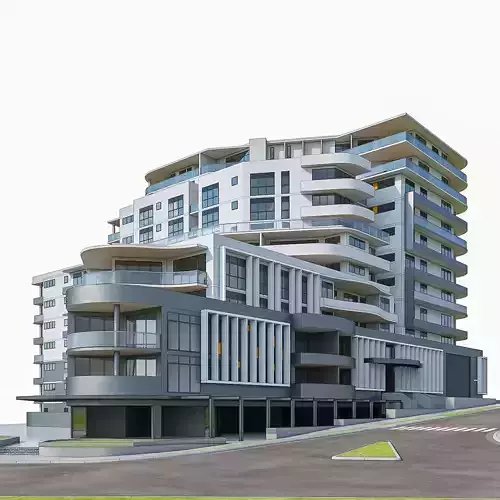 Modern Apartment Building 02 Low-poly 3D model
