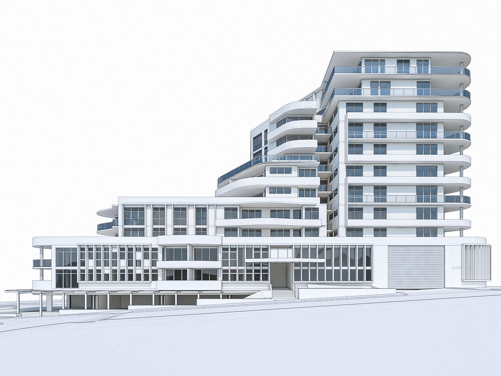 Modern Apartment Building 02 Low-poly 3D model_11