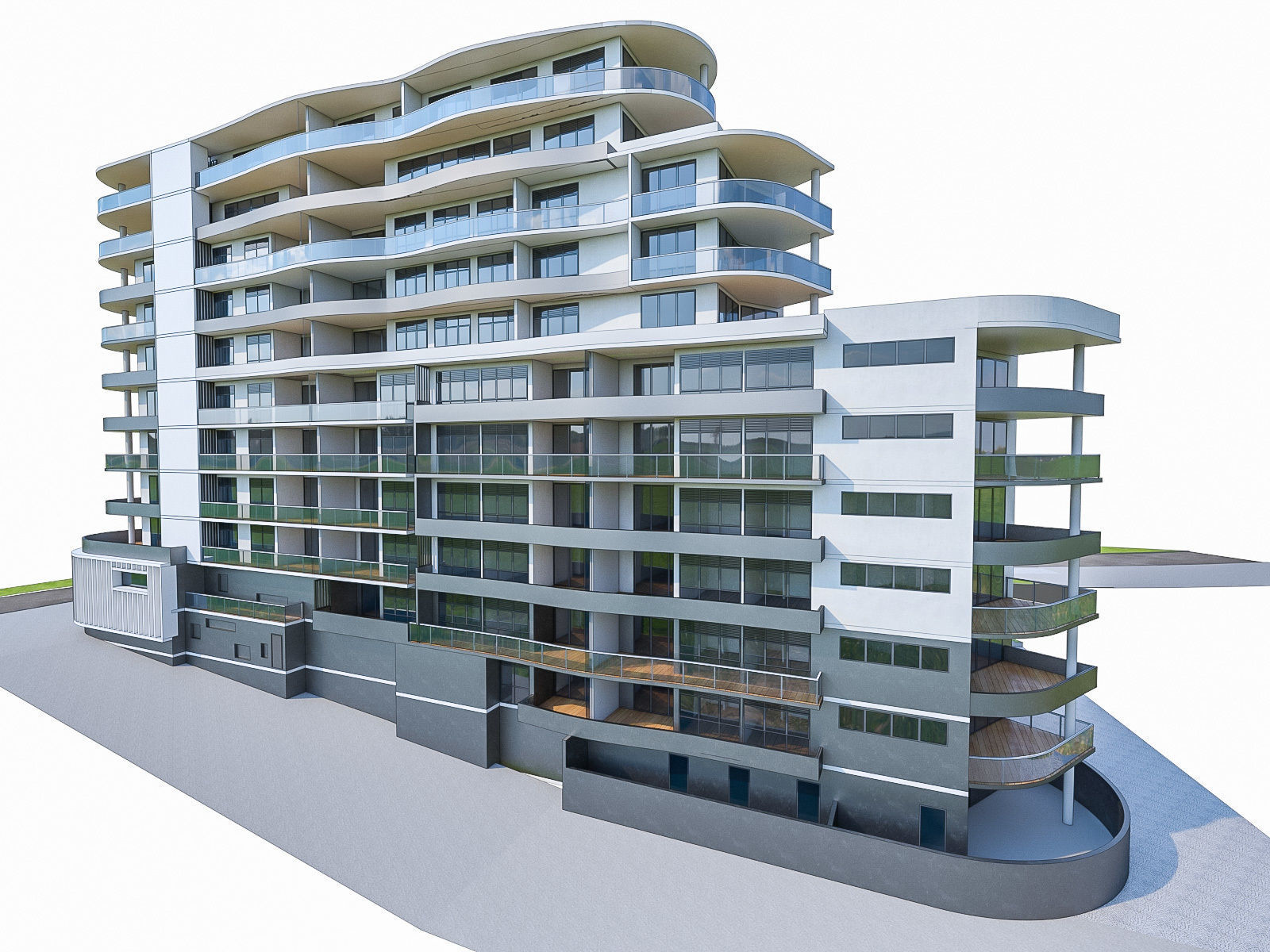 Modern Apartment Building 02 Low-poly 3D model_14