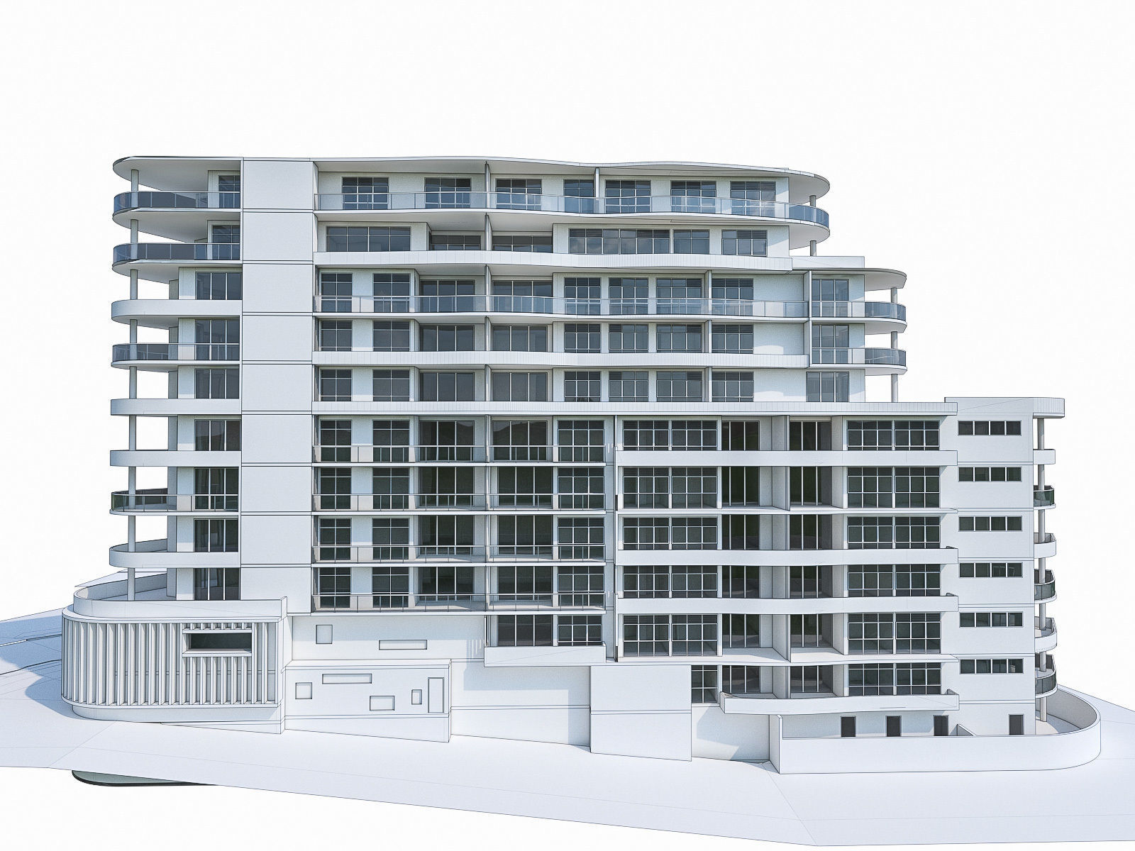 Modern Apartment Building 02 Low-poly 3D model_13