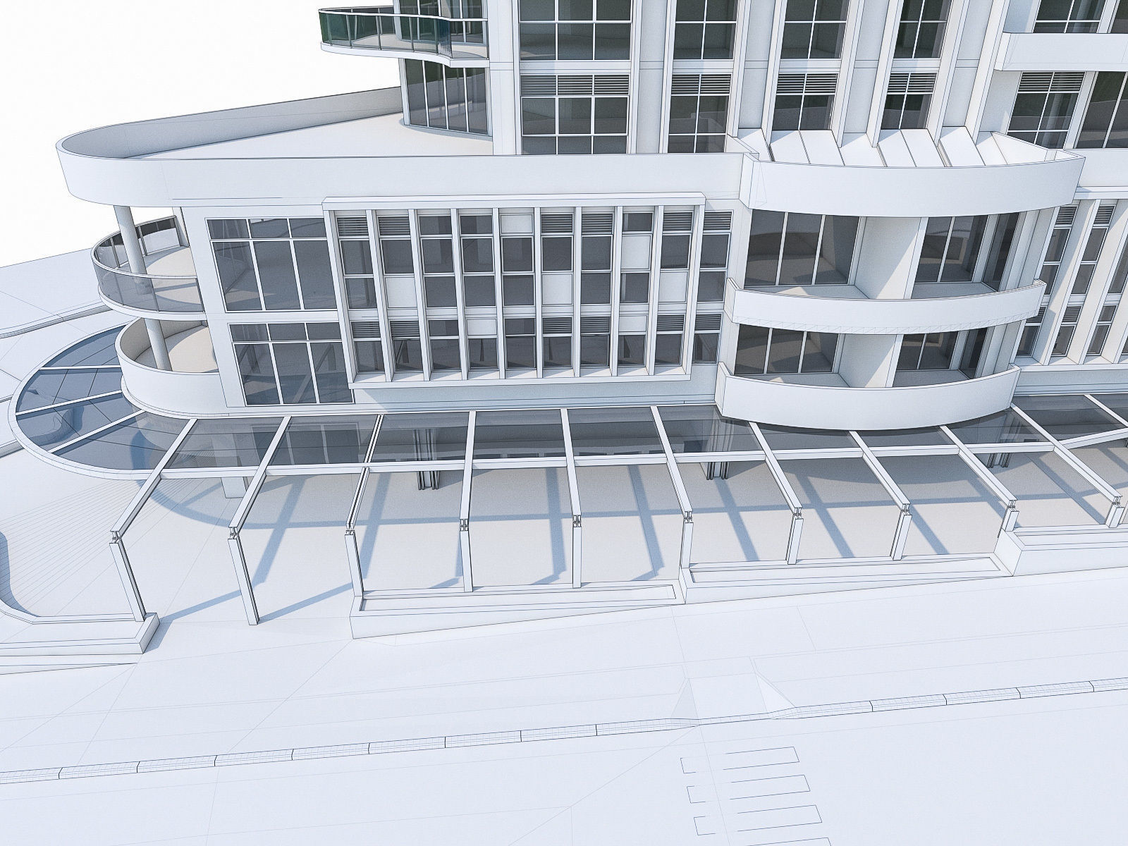 Modern Apartment Building 02 Low-poly 3D model_15