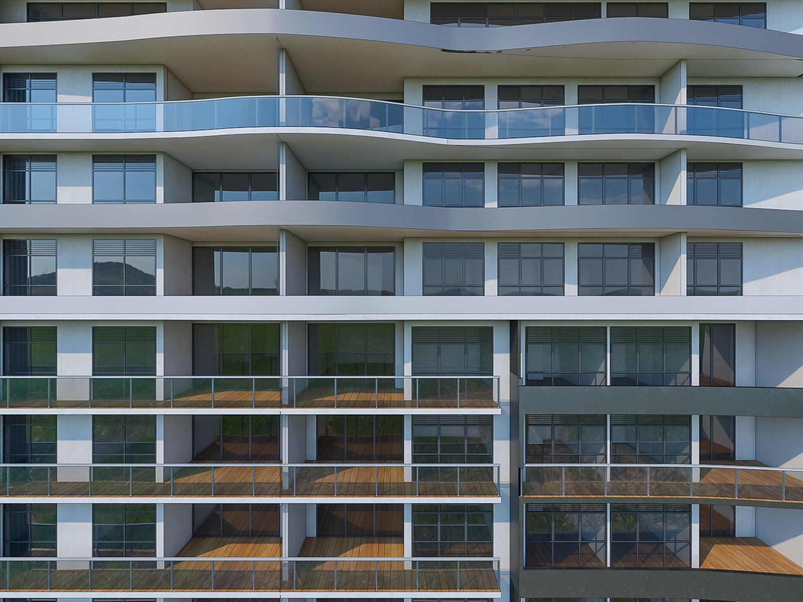 Modern Apartment Building 02 Low-poly 3D model_6