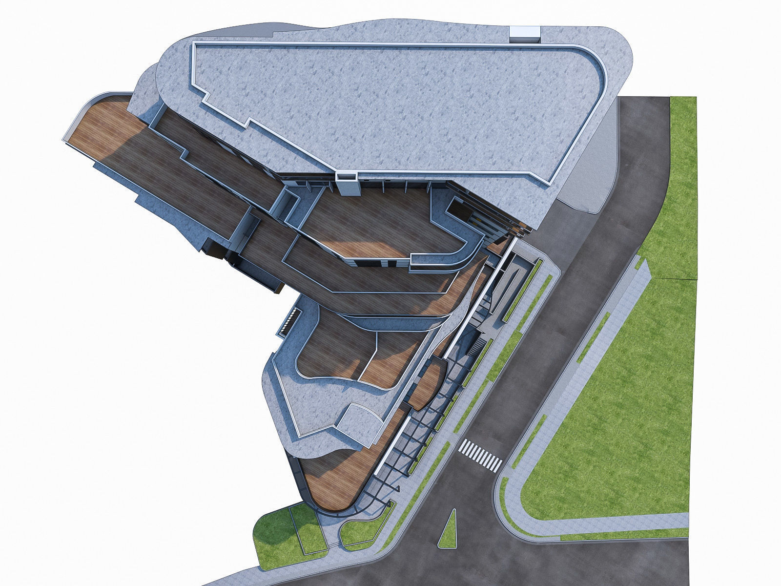 Modern Apartment Building 02 Low-poly 3D model_10