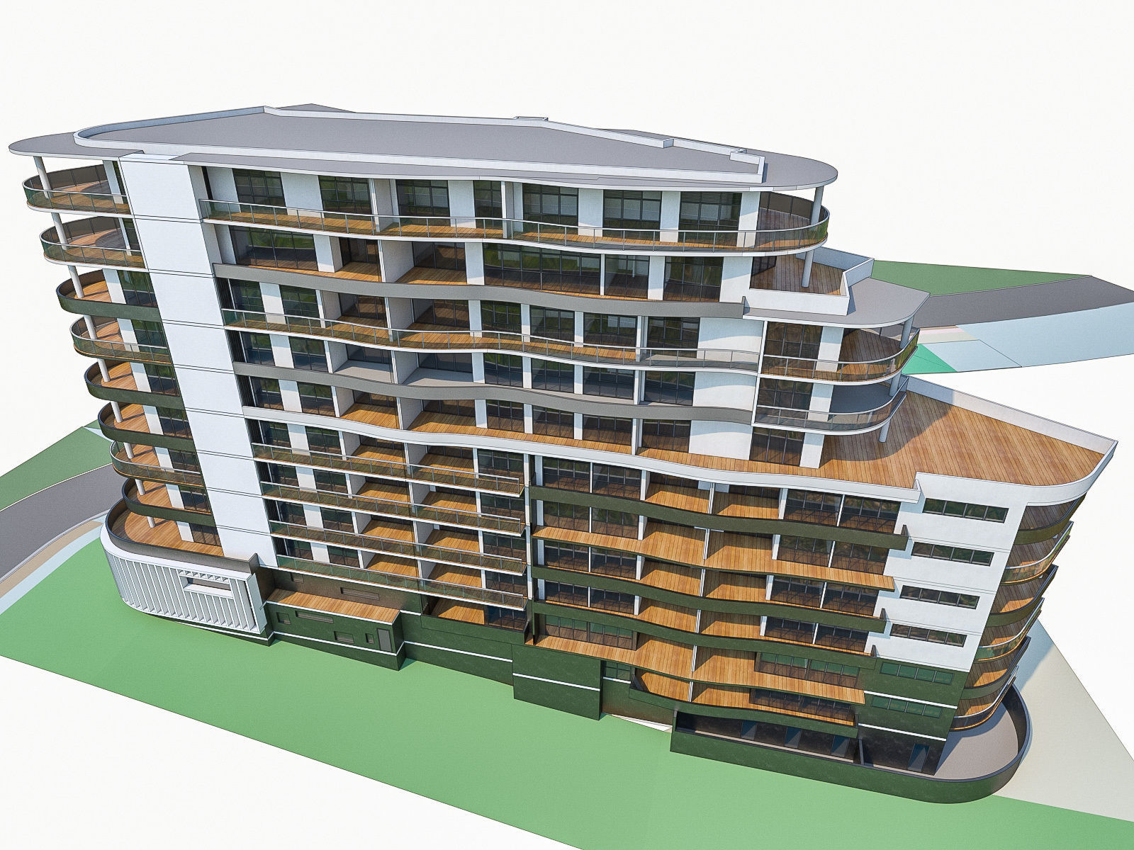 Modern Apartment Building 02 Low-poly 3D model_5