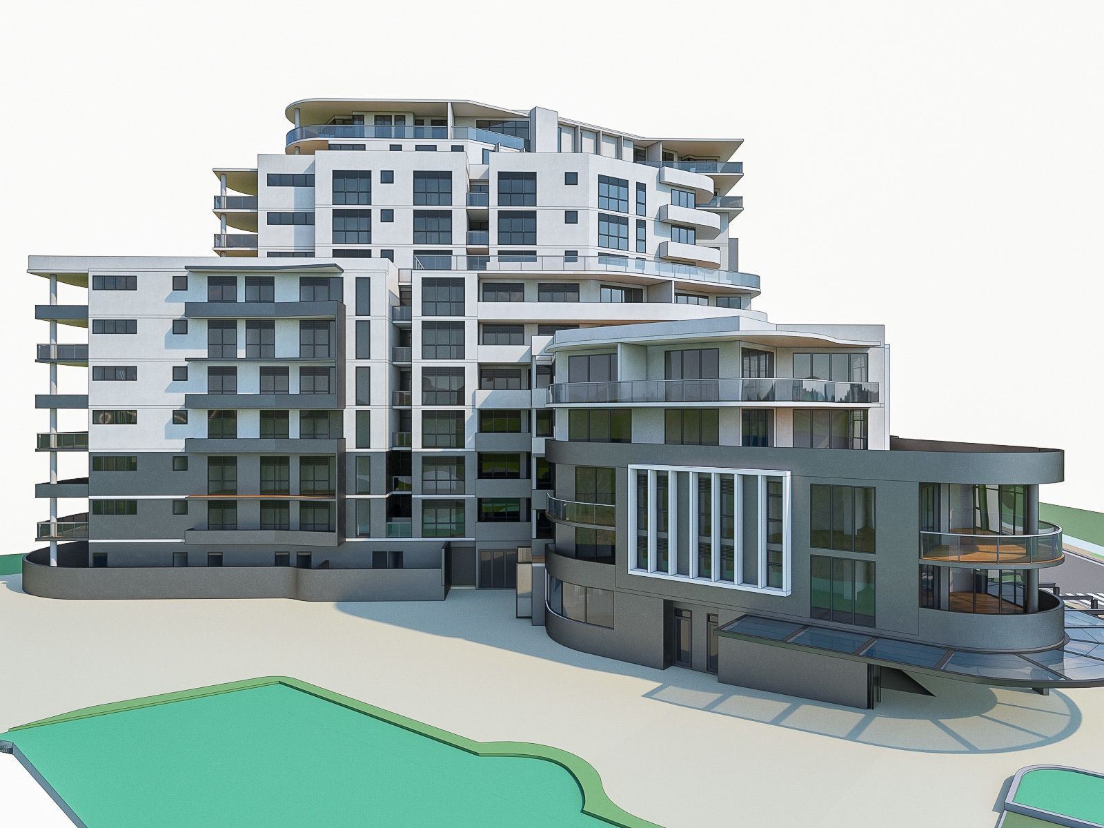Modern Apartment Building 02 Low-poly 3D model_2