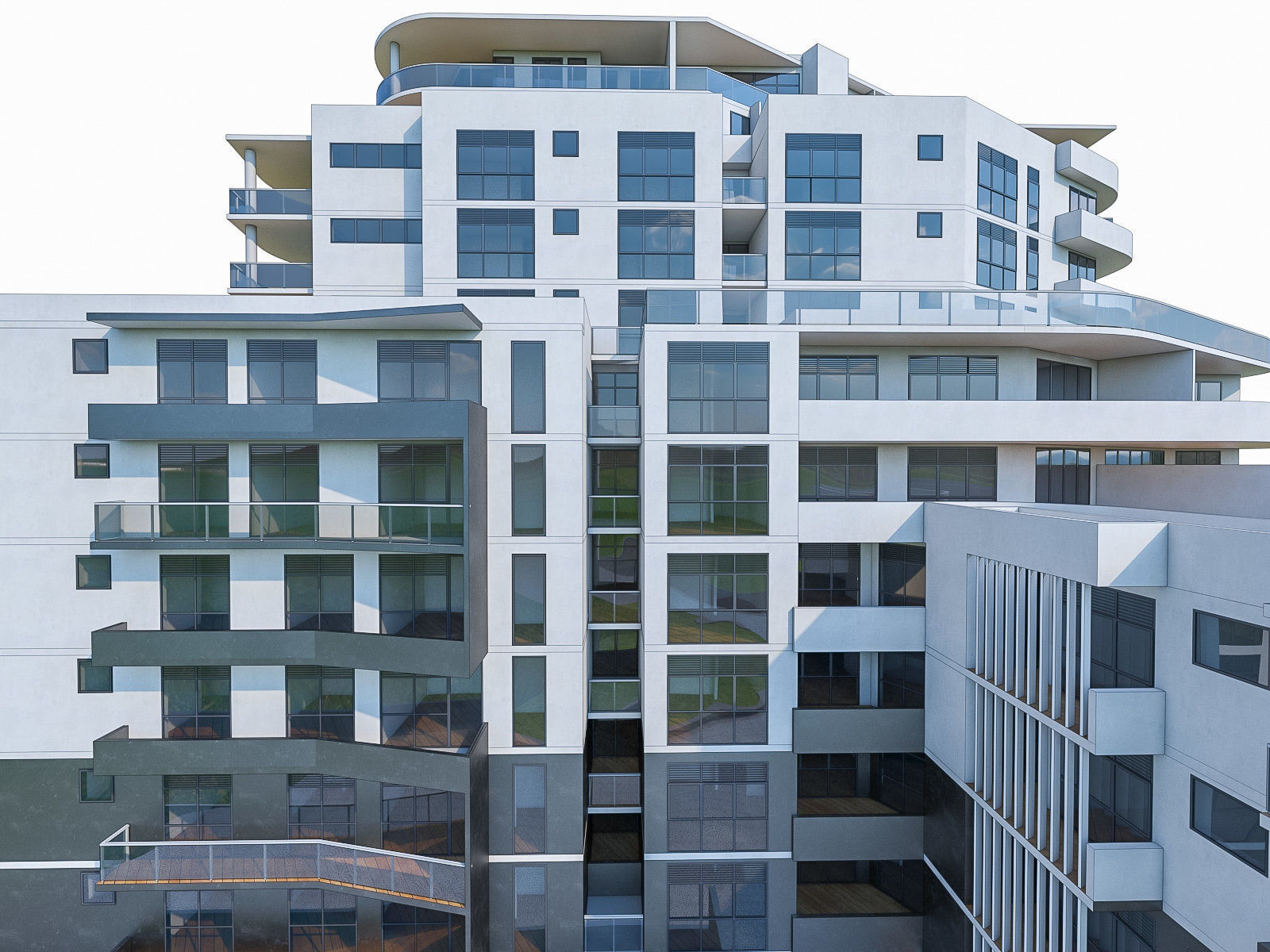 Modern Apartment Building 02 Low-poly 3D model_8