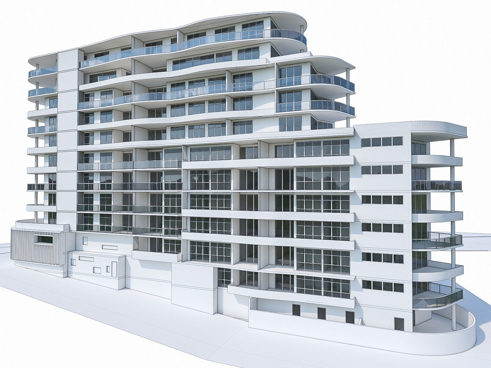 Modern Apartment Building 02 Low-poly 3D model_19