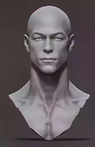 Original man  facial head sculpture details character design
