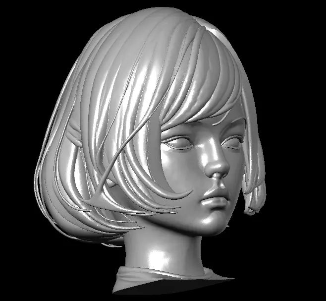 Original woman facial head sculpture details character design 3D print model_4