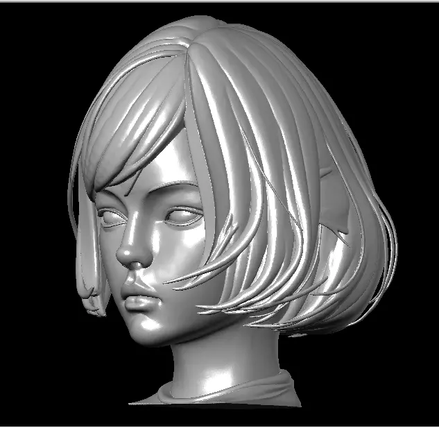 Original woman facial head sculpture details character design 3D print model_2