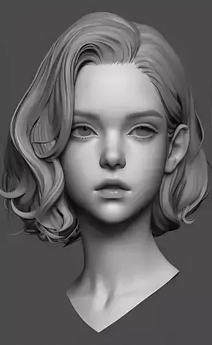 Original  woman facial head sculpture details character design