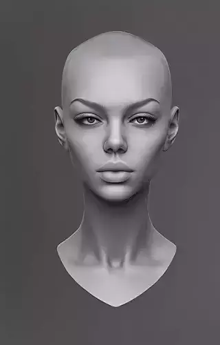 Original woman facial head sculpture details character design