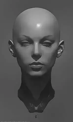 Original  woman facial head sculpture details character design