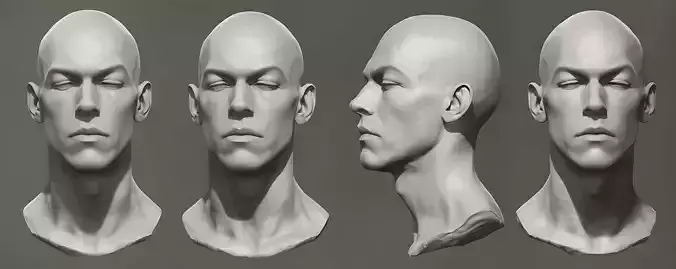 Original man facial head sculpture details character design