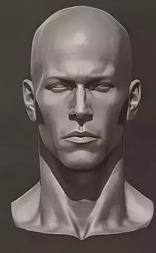 Original man  facial head sculpture details character design