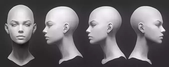 Original  woman facial head sculpture details character design