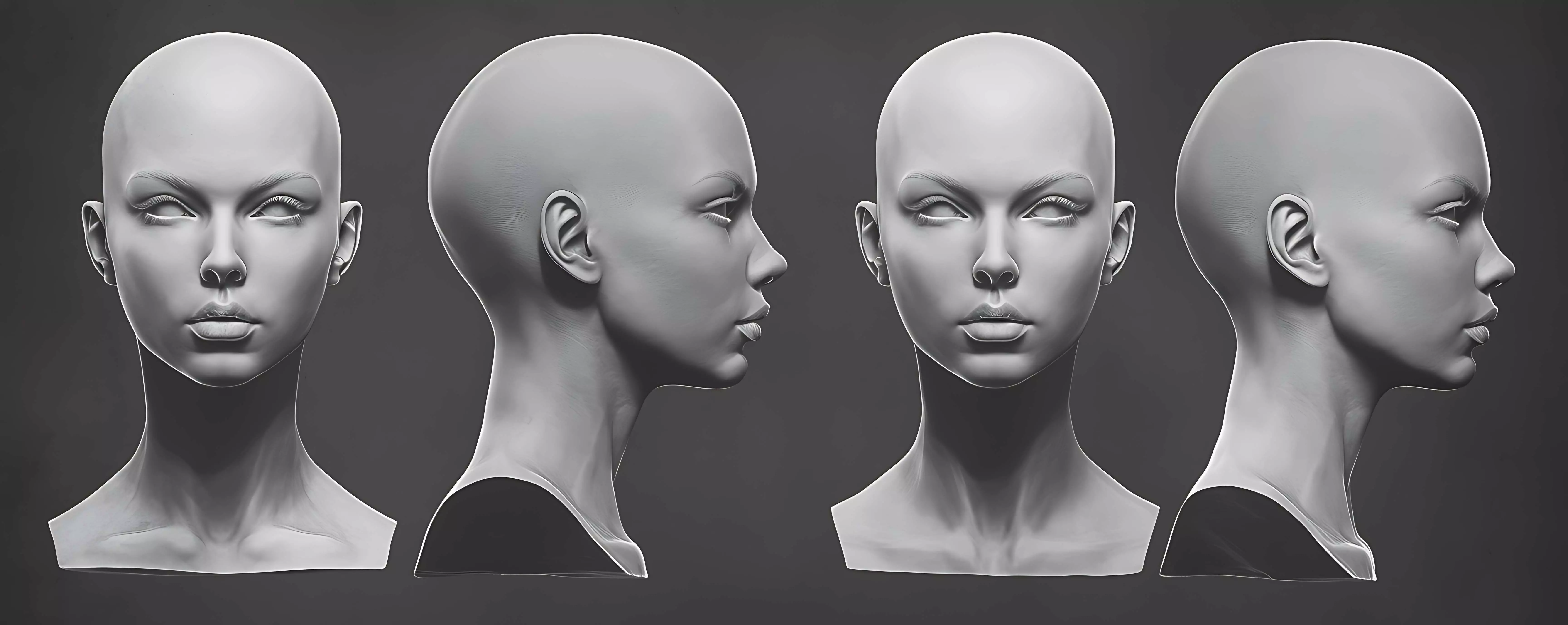 Original  woman facial head sculpture details character design 3D print model_0