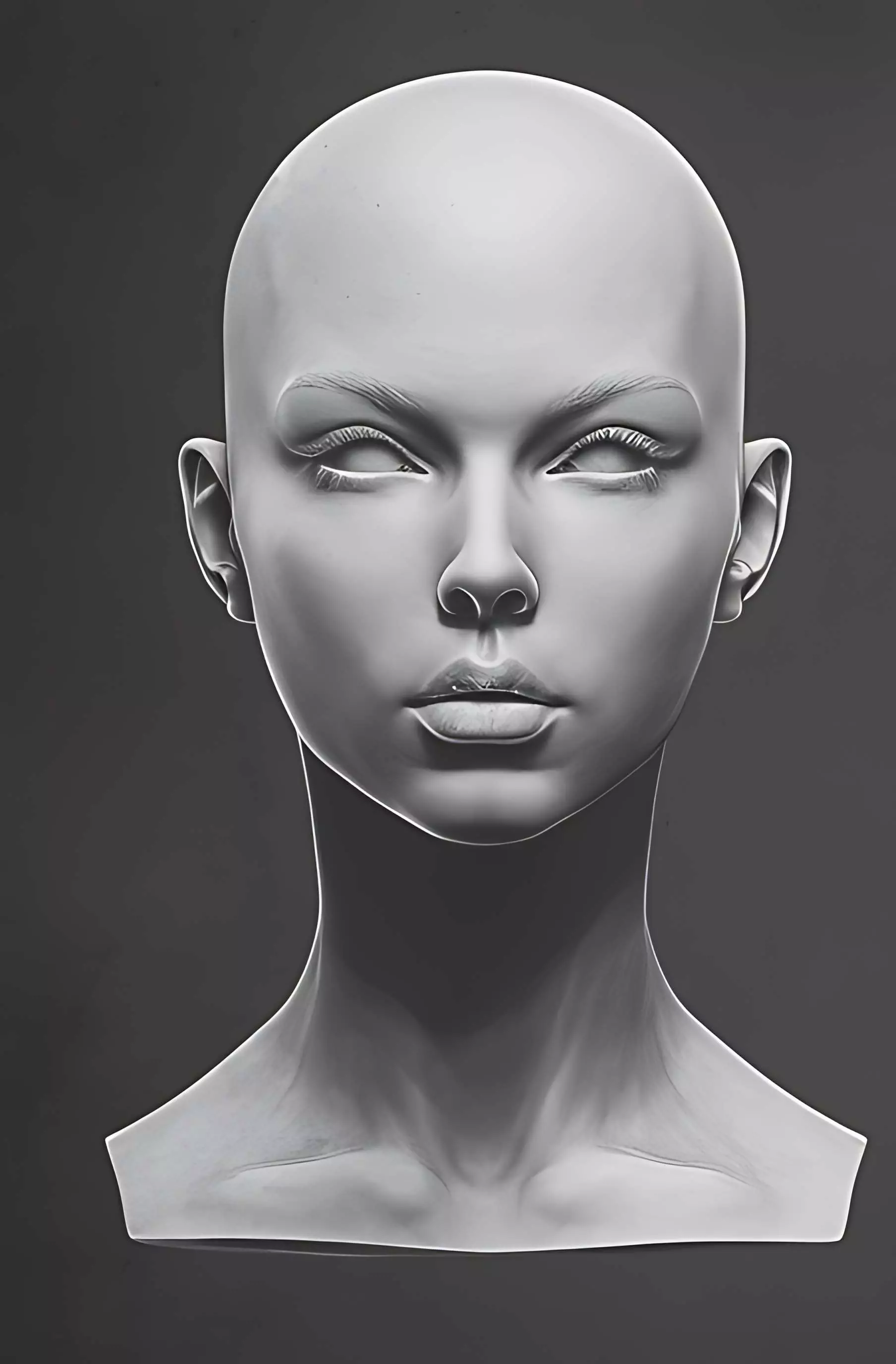 Original  woman facial head sculpture details character design 3D print model_1