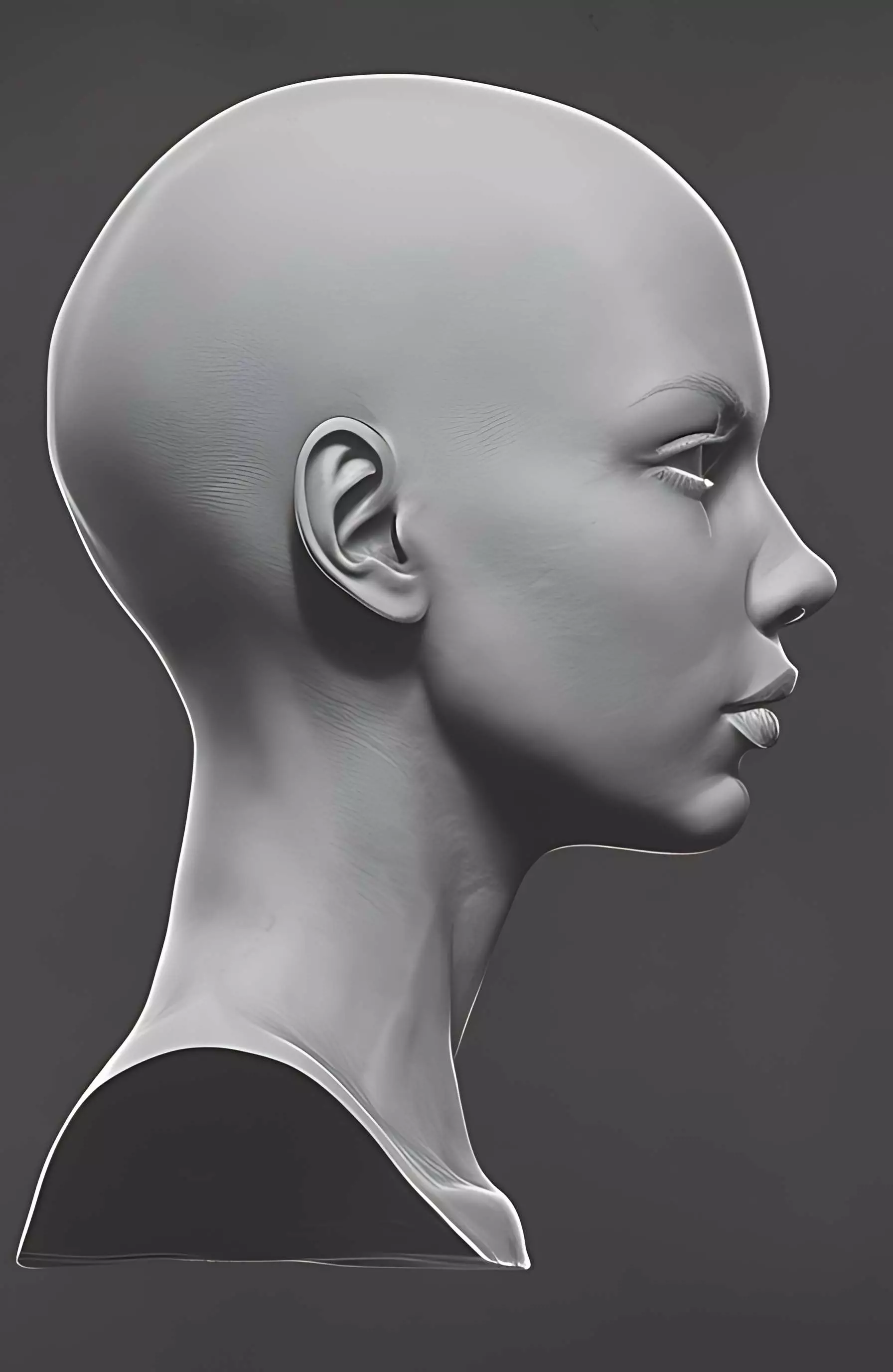 Original  woman facial head sculpture details character design 3D print model_2