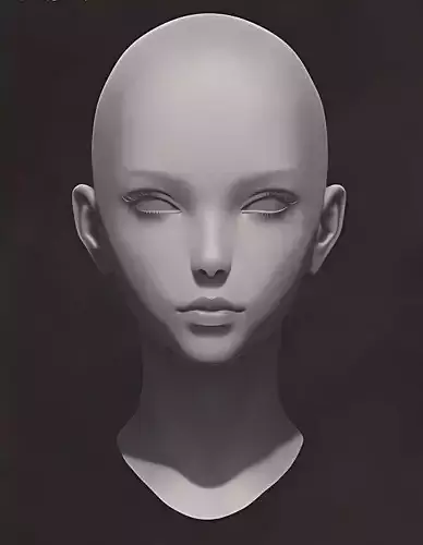 Original woman facial head sculpture details character design