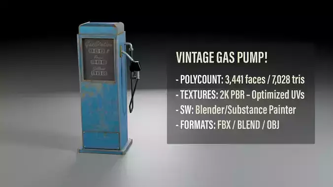 Vintage Gas Pump Low Poly Prop