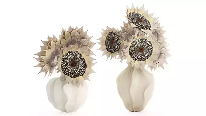 Beautiful bouquet sunflower flowers vase decor set 687