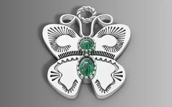 Native American Butterfly Pendant STL CAD File