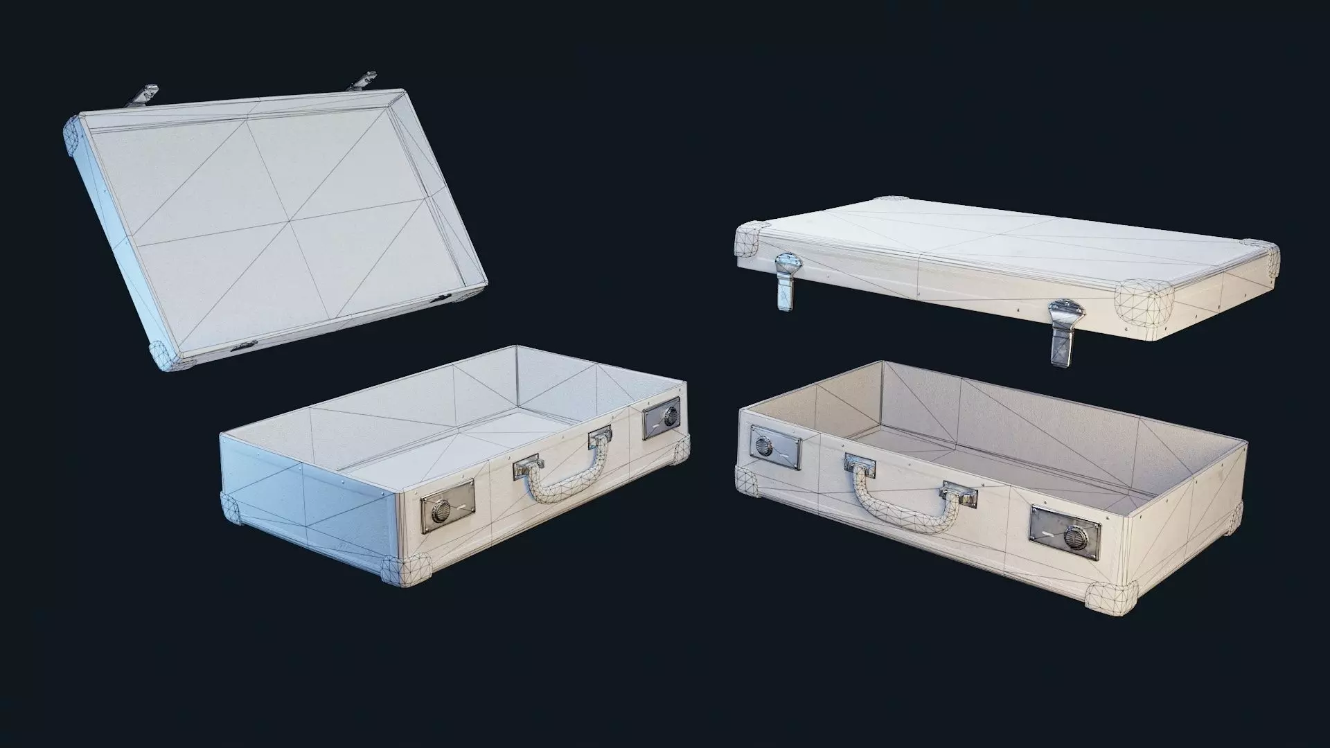 Vintage Suitcase 6 Low-poly 3D model_7