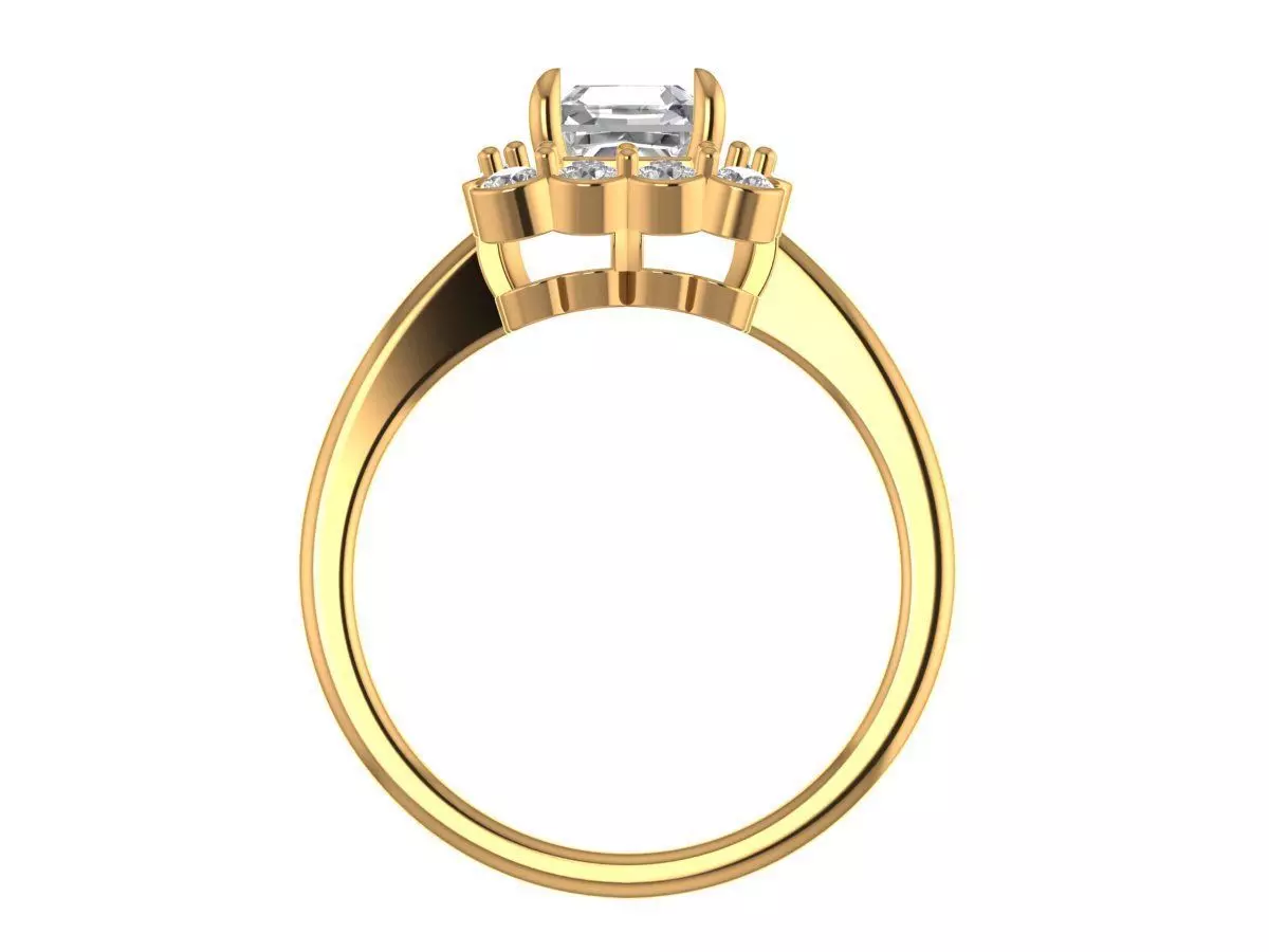 Asscher Diamond Ring 3D print model_5