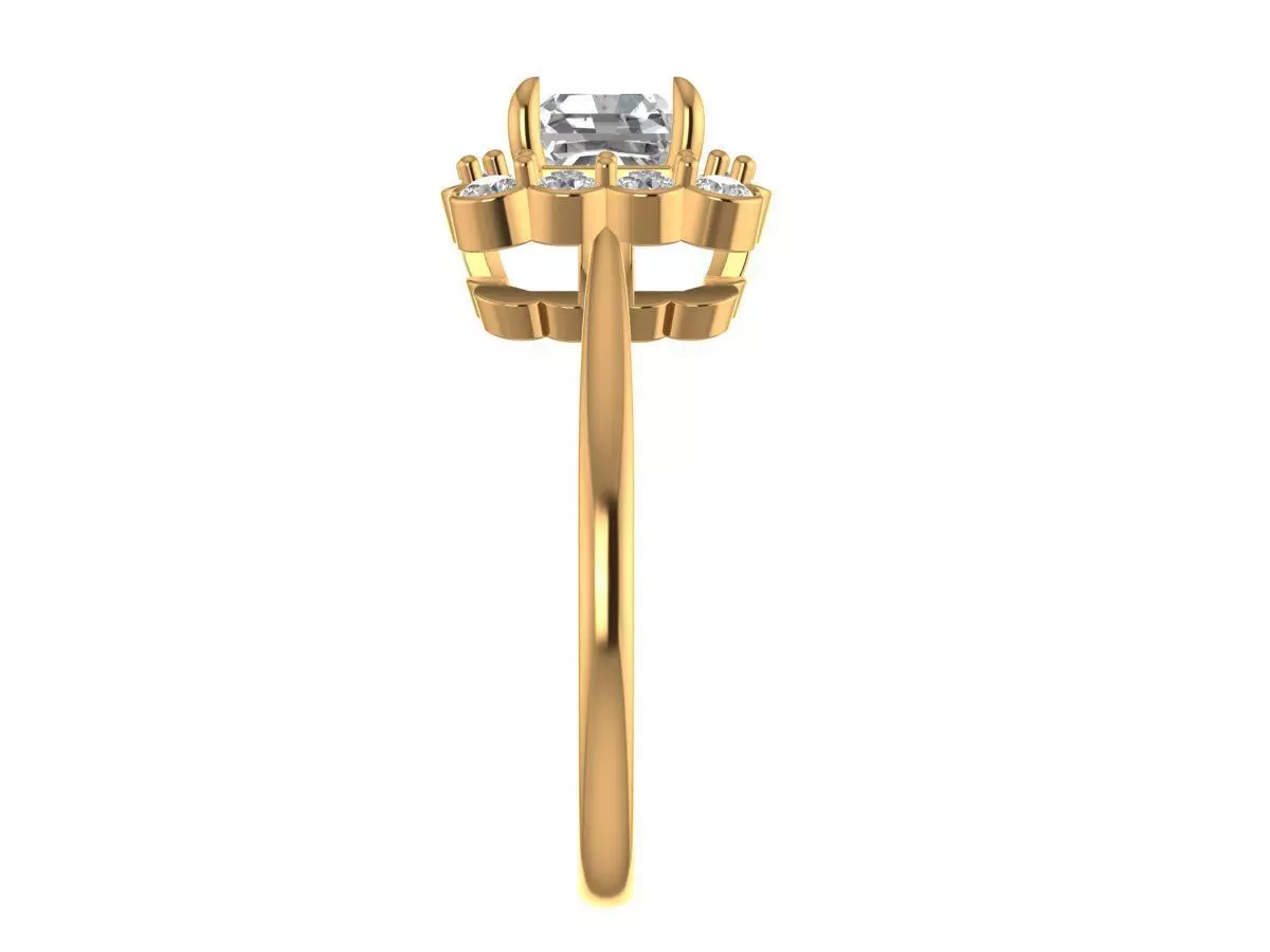 Asscher Diamond Ring 3D print model_4